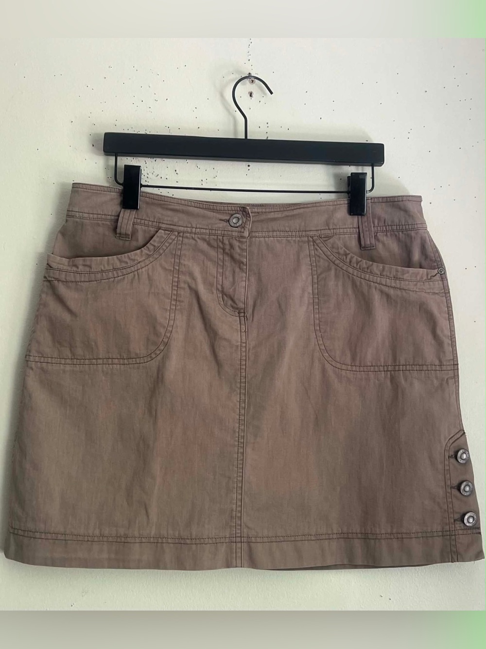 Lole Taupe Mini Skirt with Side Button Detail